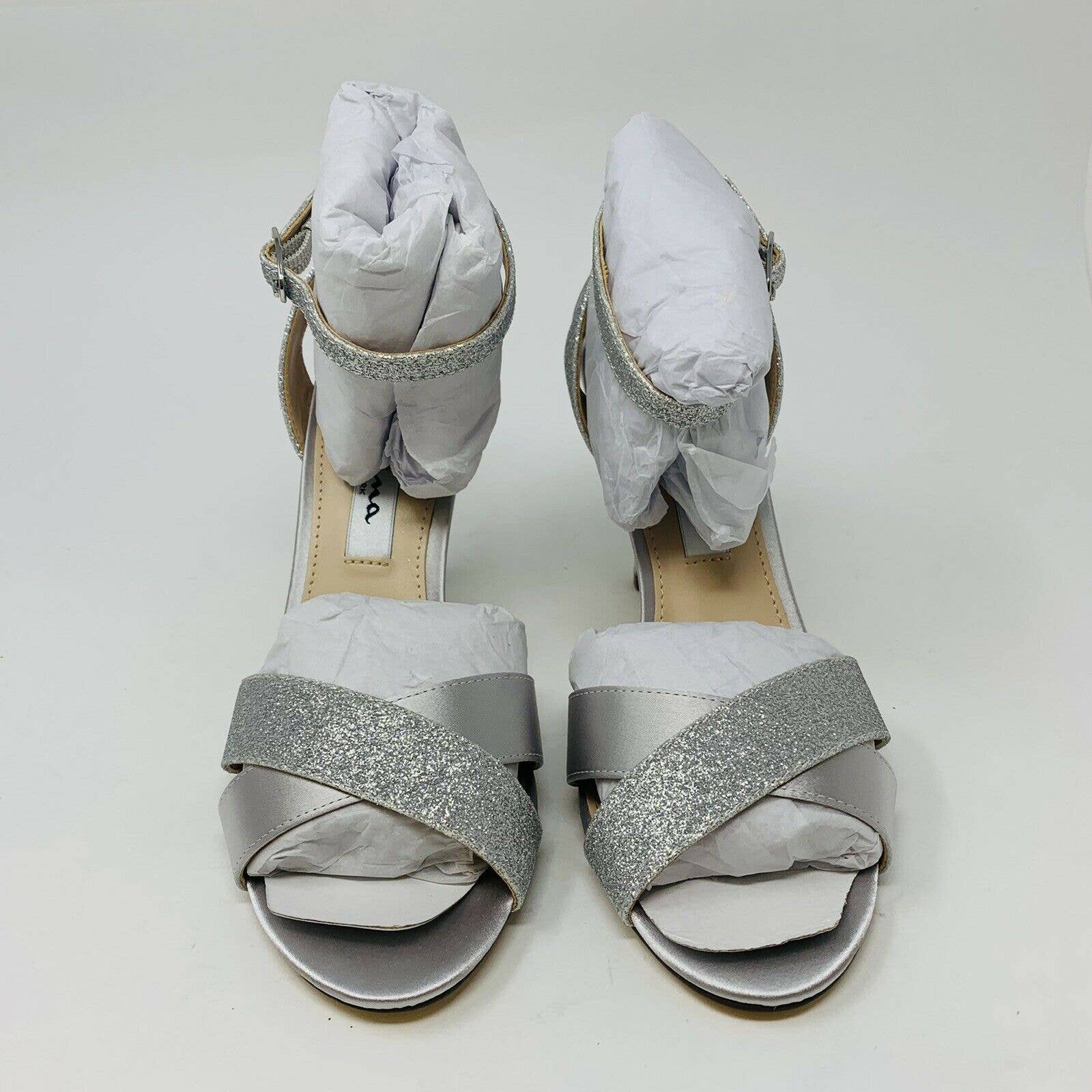 New Nina Womans Venus Heel Sandals Sz 6m Silver Glitter Formal Nib — image 4 of 8